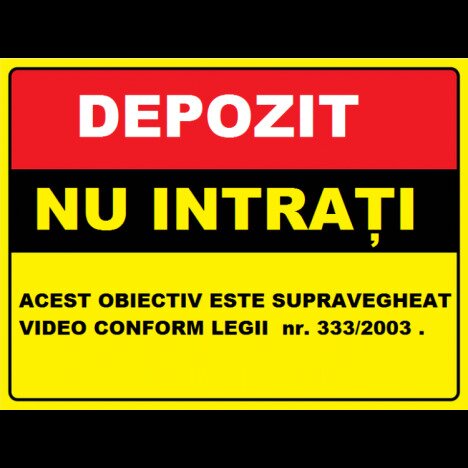 Placuta pentru depozit nu intrati obiectiv video